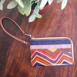 Fossil Multi Color Zipper Wristlet